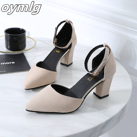 Korean version wild thick with pointed single shoes fashion comfortable high heels trend sexy high heels  wedding shoes mujer ► Photo 1/6