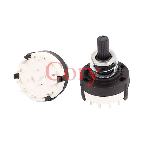 2PCS 1P5T 1P6T 1P8T 2P3T 2P4T 6mm Diameter Knurled Shaft Rotary Switch DC 60V 0.3A 15MM Shaft Length SR16 ► Photo 1/2