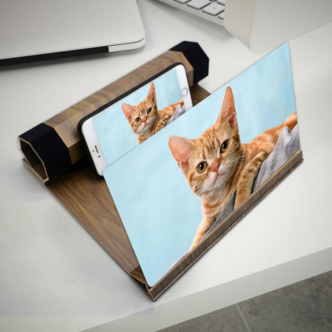 12 Inch 3D HD Movie Video Amplifier Retro Wooden Screen Magnifier Cell Phone With Foldable Holder Stand For iPhone Smart Phone ► Photo 1/6