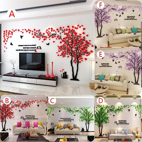 Large Size Tree Acrylic Decorative 3D Wall Sticker DIY Art TV Background Wall Poster Home Decor Bedroom Living Room Wallstickers ► Photo 1/6