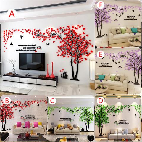 Large Size Tree Acrylic Decorative 3D Wall Sticker DIY Art TV Background Wall Poster Home Decor Bedroom Living Room Wallstickers ► Photo 1/6