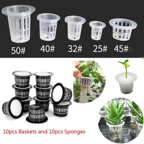 10pcs/set Hydroponic Net Pots Mesh Pot Cup Basket Aeroponic Plant Nursery Germination Pots with Hydroponic Mesh Pot Sponges ► Photo 1/6