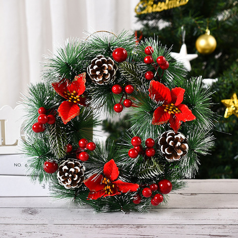 30CM  Xmas Ornament Christmas Wreath Decorative Wreath Christmas Decoration Farmhouse Christmas Decor ► Photo 1/5