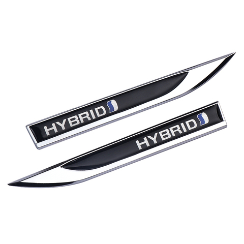 Car styling 2Pcs 3D Metal HYBRID Badge Emblem Car Body Side Fender Sticker Decal For Toyota RAV4 REIZ Prius Yaris Camry ► Photo 1/6