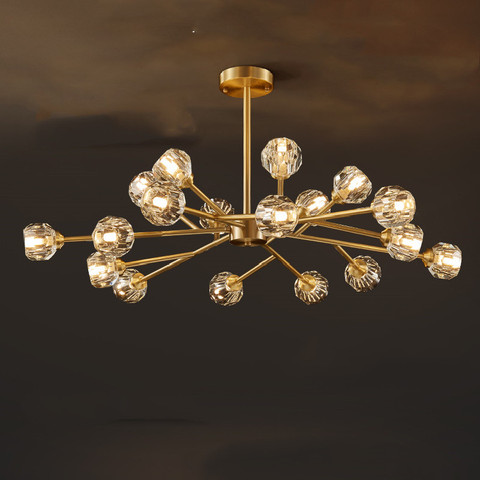 American Copper Led Chandelier Pendant Lamp  Crystal Hanging Light Fixture for Bedroom Dining room Indoor Decor Lustre Fixtures ► Photo 1/6