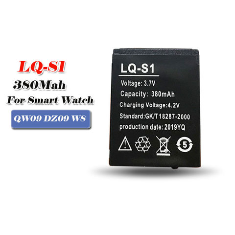 New LQ-S1 3.7V rechargeable battery 380mAh for smart watch fashion meter QW09 DZ09 A1 W8 X6 V8 lithium battery ► Photo 1/6