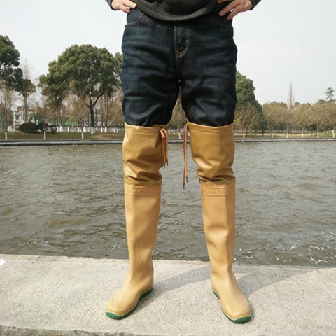EU 35-45 High Rain Shoes Men Women Outdoor Fishing Field Garden Working Over Knees Pant Aqua Boots Anti-wear Non-slip Trousers ► Photo 1/6