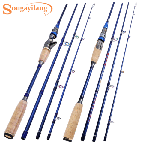 Sougayilang 4 Sections Lure Rod 2.1M 2.4M Carbon Rod Ultralight Weight Casting/Spinning Fishing Tackle Travel Rod Carp ► Photo 1/6