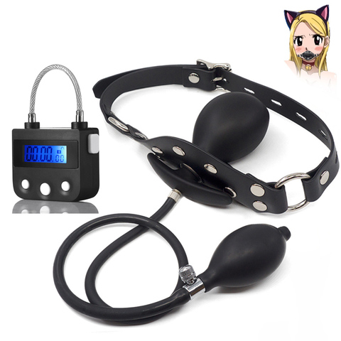 Inflatable Open Mouth Gag Digital Timer Switch BDSM Bondage For Couples Adult Game Time Lock Sex Toys Accessories ► Photo 1/6