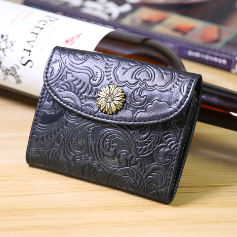 Fahion Women wallet Genuine Leather Short Wallet Cion Purses Holders  Mini Wallet Card Holder ► Photo 1/6