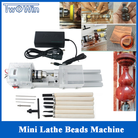 Mini Lathe Beads Machine Woodworking DIY Lathe Polishing Cutting Mini Drill Rotary Tool Standard Set with Power Supply DC 24V ► Photo 1/6