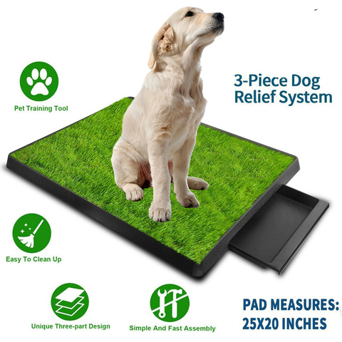 Pet Toilet Litter Box Pad Potty  3 Layer Training Synthetic Grass Mesh Tray for Dogs Indoor Outdoor Use ► Photo 1/6