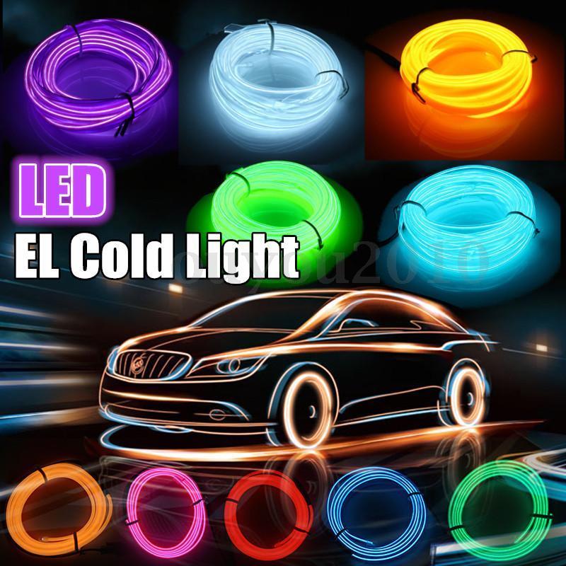 EL Wire Neon LED Car Interior Atmosphere Glow String Strip Lights Rope Tube Lamp 