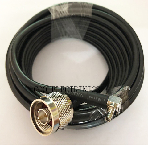 CRC9 Male Right Angle to N Male Plug Connector RF Coaxial Coax RG58 50-3 Cable 50ohm 50cm 1/2/3/5/10/15/20/30m ► Photo 1/5