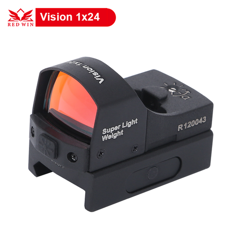 Red Win Super Light Weight Pistol Scope Red Dot Vision 1x24 1 MOA Adjust 6 level Red Illumination Weaver/Picatinny Mount Base ► Photo 1/6