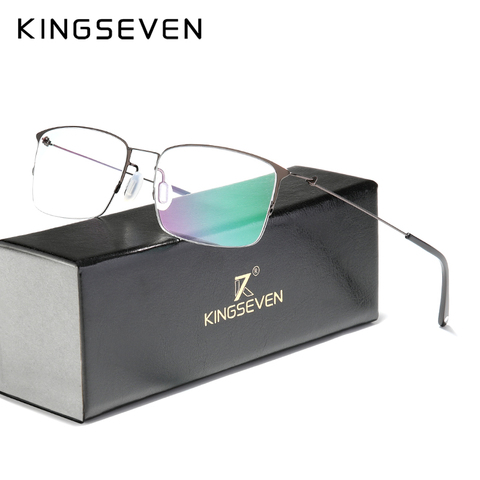 KINGSEVEN Titanium Alloy Optical Glasses Frame Men 2022 Square Myopia Prescription Eyeglasses Male Metal Eyewear ► Photo 1/5