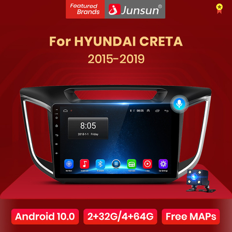 Junsun V1 Android 10 2GB+32GB DSP Car Radio multimedia Video player GPS Navigation For hyundai Creta ix25  2015-2022 2din no dvd ► Photo 1/6