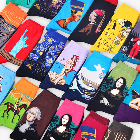 Hot Sale Classic Autumn Winter Retro Women Personality Art Van Gogh Mural World Famous Painting Female Socks Oil Happy Socks ► Photo 1/6