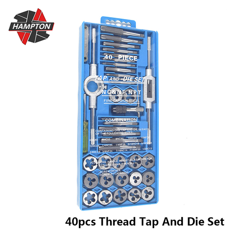 Hampton 40pcs Alloy Steel Imperial Thread Tap And Die Set For Metal Working Die Wrench Threading Tools Screw Tap Drill Bit ► Photo 1/6