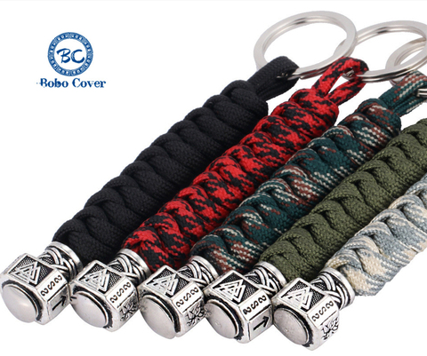 Fashion Vikings Rune Hand Woven Keychain Outdoor Camping Survival Rope Accessories Car keyring scandinavian norse Male Jewelry ► Photo 1/6
