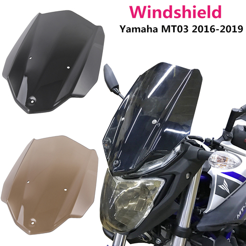 Moto Sport Touring Racing Windshield Windscreen Wind Deflector with Bracket for Yamaha MT 03 MT-03 MT03 2016 2017 2022 New ► Photo 1/6