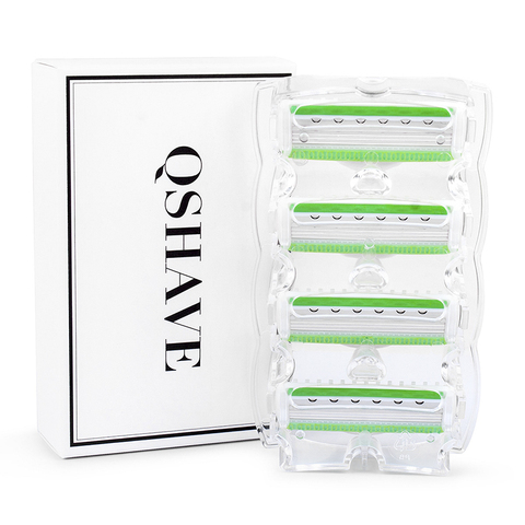 QShave Green Series Blade Lady Personalized Shaving Razor X5 USA Blade Women Razor Blade, 4 / 8 /16 Cartridges ► Photo 1/6