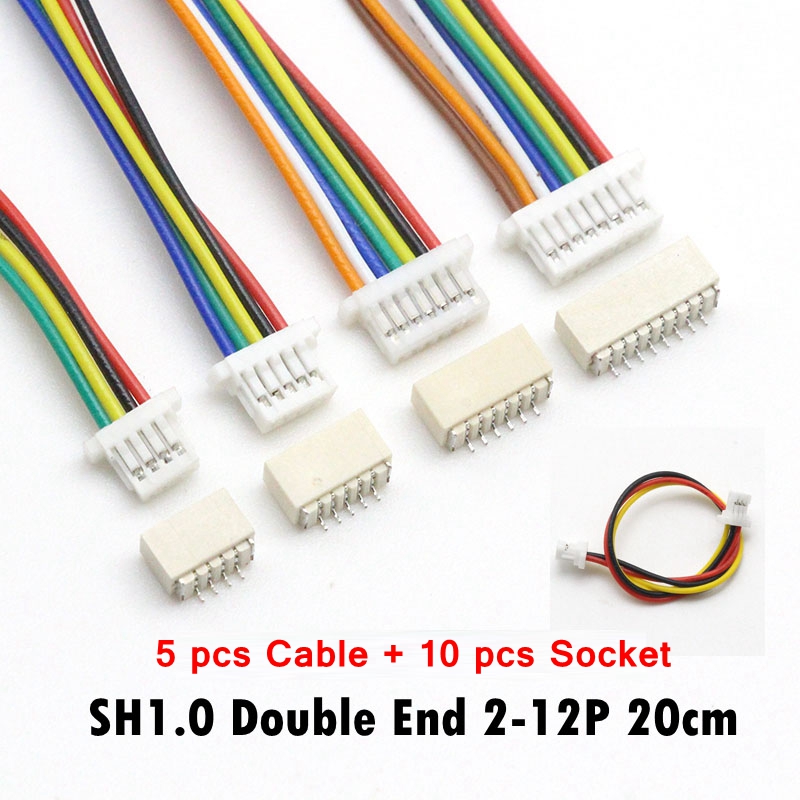 5 sets Micro JST SH 1.0mm 6-Pin Female Connector with Wire and Male Connector 