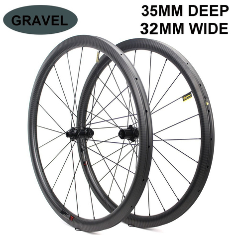 700c Carbon Wheel 32*35mm Tubeless Ready Rim Optional 6 Types Of  Hub And Pillar 1423 Spoke For Road Disc/Cyclocross/gravel Bike ► Photo 1/6