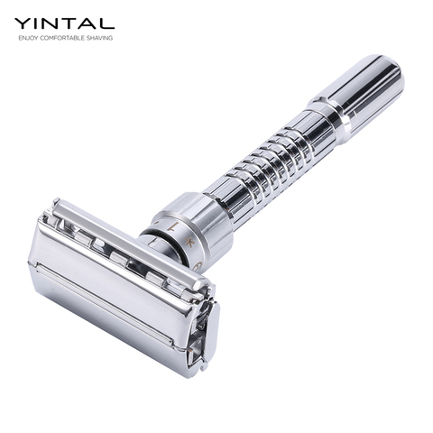 New Adjustable Double Edge Shaving Safety Razor Shaver Blades Zinc Alloy Chrome Razors With 5 blades ► Photo 1/6