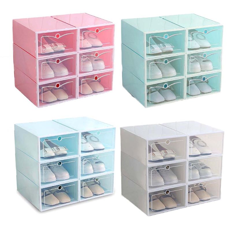 10/20pcs Clear Plastic Stackable Foldable Shoe Boxes Shoes Storage