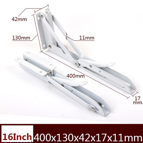 2PCS,16 Inch Heavy Duty 90 Degree Large Decorative Table Iron Adjustable Angle Shelf Wall Metal Table Folding Bracket,400*150mm ► Photo 1/3