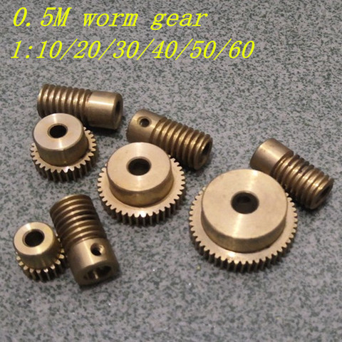 0.5M Brass worm gear 1:20 1:30 1:40 1:50 1:60  Electric Motors brass Worm Gear with worm Rod Set ► Photo 1/1