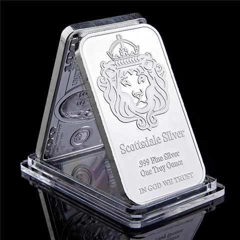 Scottsdale Silver 999 Fine Silver One Troy Ounce 1 Bars Bullion In God We Trust Coin With Display Case ► Photo 1/6