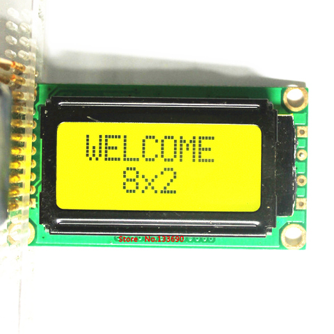 1pcs 5v lcm0802a 0802A New Mini 0802 8x2 8*2 STN character Yellow lcd module HD44780 or SPLC780 Controller LED Backlight 14pin ► Photo 1/2