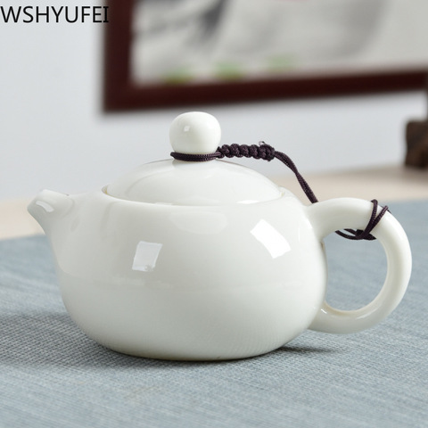 WSHYUFEI Jingdezhen Handmade white porcelain Xishi teapot Sheep fat jade ceramics kettle tea set Chinese tea ceremony gifts ► Photo 1/6