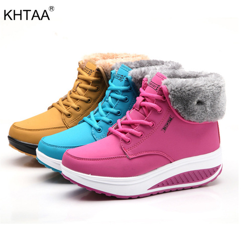 Winter Women Snow Boots Warm Ladies Ankle Boots Female Women's Furry Plush Woman Lace Up Platform Cotton Velvet Shoes ► Photo 1/6