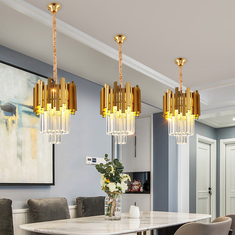 FSS Modern Gold Small Round Crystal Chandelier Lighting Dining Room Bedroom Chandeliers Light Fixtures Kitchen Island Lustre New ► Photo 1/6