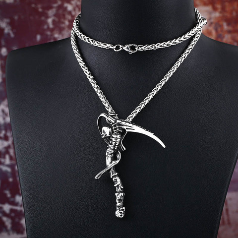 Stainless steel skull pendant choker necklace stainless steel men fashion devil death skull jewelry ► Photo 1/6