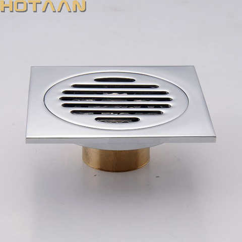 Free Shipping High Quality Chrome Plated Solid Brass Made Bathroom Accessory Square Floor Drain Waste Grate 100mm*100mm YT-2107 ► Photo 1/6