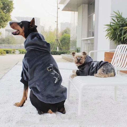 Winter Warm Dog Clothes Fashion Doberman Pet Puppy Hoodie Parent-Child Outfit French Bulldog Pug  Teddy Jacket Coat Dogs TLC08 ► Photo 1/6