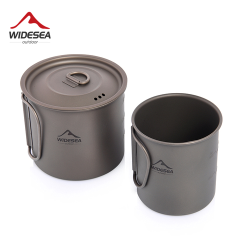 Widesea Camping Mug Titanium Cup Tourist Tableware Picnic Utensils Outdoor Kitchen Equipment Travel Cooking set Cookware Hiking ► Photo 1/6