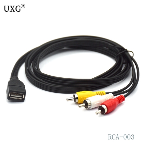 1.5m USB A Female to 3 RCA Phono AV Cable Lead PC TV Aux Audio Video adapter 150cm 5ft ► Photo 1/3