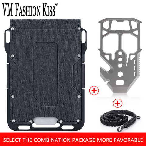 VM FASHION KISS Genuine Leather Metal Rfid Credit Card Holders Antithieft Bifold Money Bag Business Badge Minimalist Wallet ► Photo 1/6