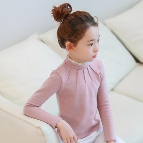 Autumn Winter Cotton Children Base T Shirts Baby Toddler Teen Girls Clothes Long Sleeve Turtleneck T Shirt Tops Tee Kids Tshirt ► Photo 1/6