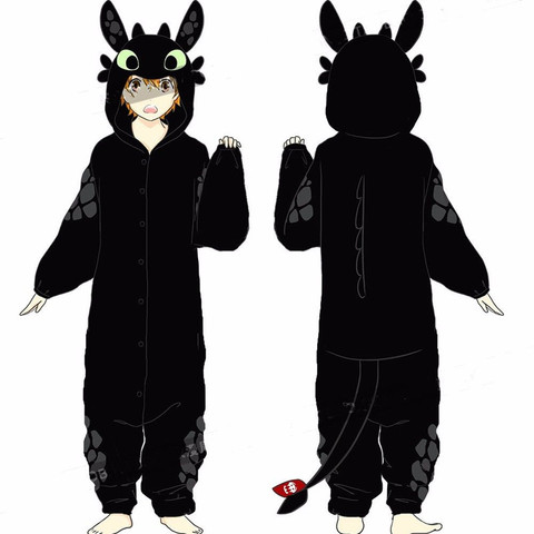 New How to Train Your Dragon Night Fury Toothless Cosplay Costumes Pajamas Bathrobe Women Man Sleepwear Warm Thicken Jumpsuits ► Photo 1/6