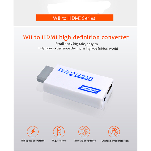 For Wii TO HDMI Converter Wii2HDMI with 3.5mm Audio Video Output Automatic Upscaler Adapter Support NTSC 480i PAL 576i 1080P ► Photo 1/6