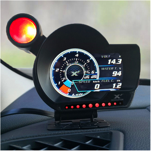 LUFI XF OBD2 Plug digital Turbo boost oil pressure temperature gauge for car Afr RPM Fuel Speed EXT Oil Meter English Version ► Photo 1/6