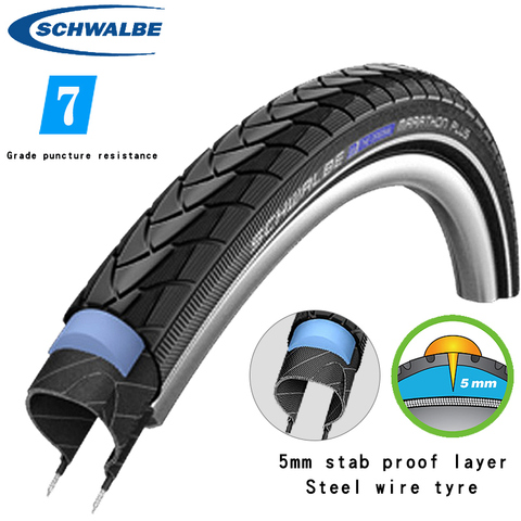 Schwalbe marathon plus 700C steel wire stab proof  tires 700*25C  28C 32C 35C 43C  Mountain Travel tire ► Photo 1/6