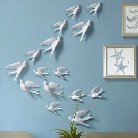 wall ornament resin swallow statues home decorations wall stickers TV black ground living room garden sculptures wall decoration ► Photo 1/6