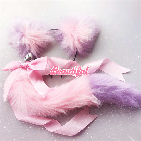 Fox Tail Bow Metal Butt Anal Plug Cute Soft Cat Ears Headbands Erotic Cosplay Accessories Adult Sex Toys For Couples ► Photo 1/6